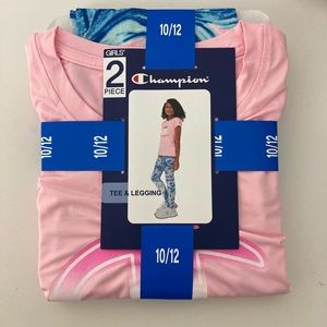 Champion Pink/Blue Tee and Legging Set Girl’s 10/12